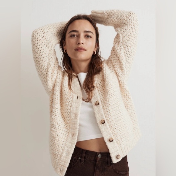 Madewell Women's Bomber Cardigan Sweater Antique White size XXS - Picture 3 of 12
